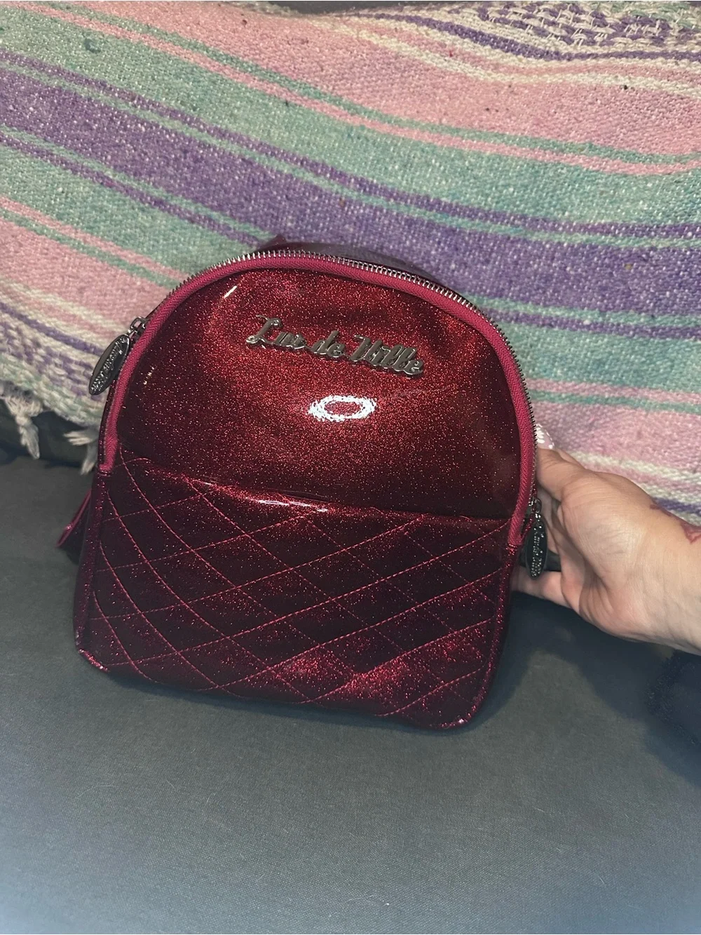 Lux de Ville Shimmer Quilted Red Mini Backpack